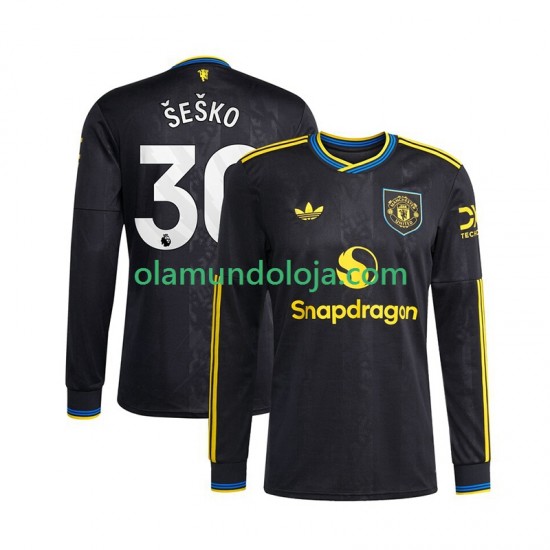 Camisola Manchester United Benjamin Sesko 30 Homem Equipamento Terceiro 2025-2026 Manga Comprida